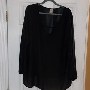 Sheer black blouse-Terra & Sky-2x